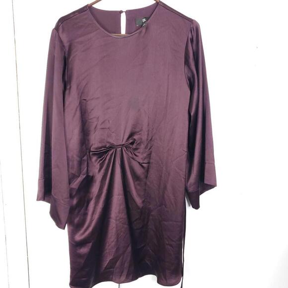 BR Dress Womens Small Silky Satin Deep Purple Tie Waist Gathered Front Event - Picture 1 of 13